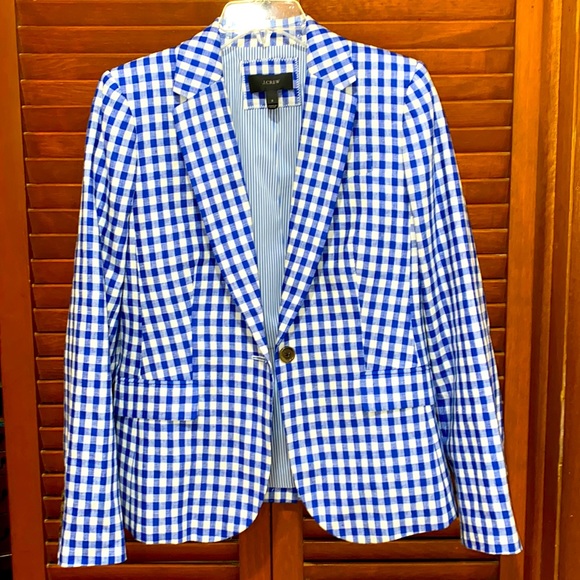 J.Crew linen/wool checked blazer